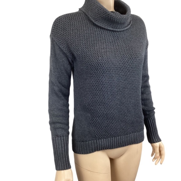 Athleta Breckenridge Charcoal Waffle Knit Pullover Sweater‎ size XS Xsmall Cowl - Picture 3 of 10